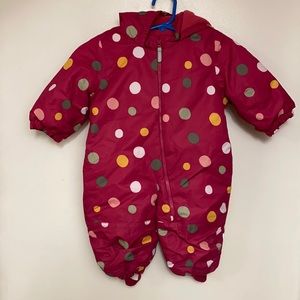 NWT 3-6 months baby girl polka dotted hooded snowsuit